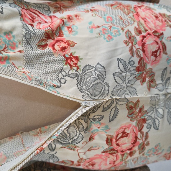 JCPenney Floral Long Sleeve Dress - Cream and Pink 41" Long - Picture 8 of 13